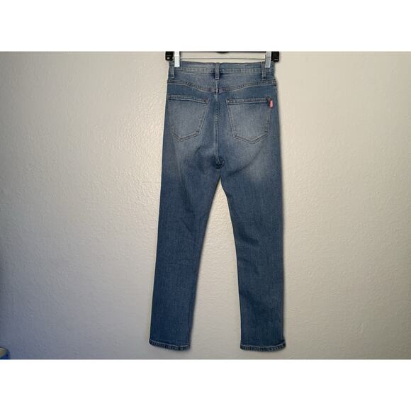 Vibe & Rant Woman’s Juniors Distressed Jeans 3 Blue Pockets Stretch Straight - Picture 2 of 2